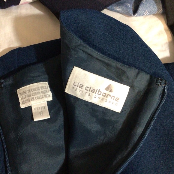 VINTAGE Dark Cerulean Blue Tailored MIDI Dress EUC - Picture 5 of 5